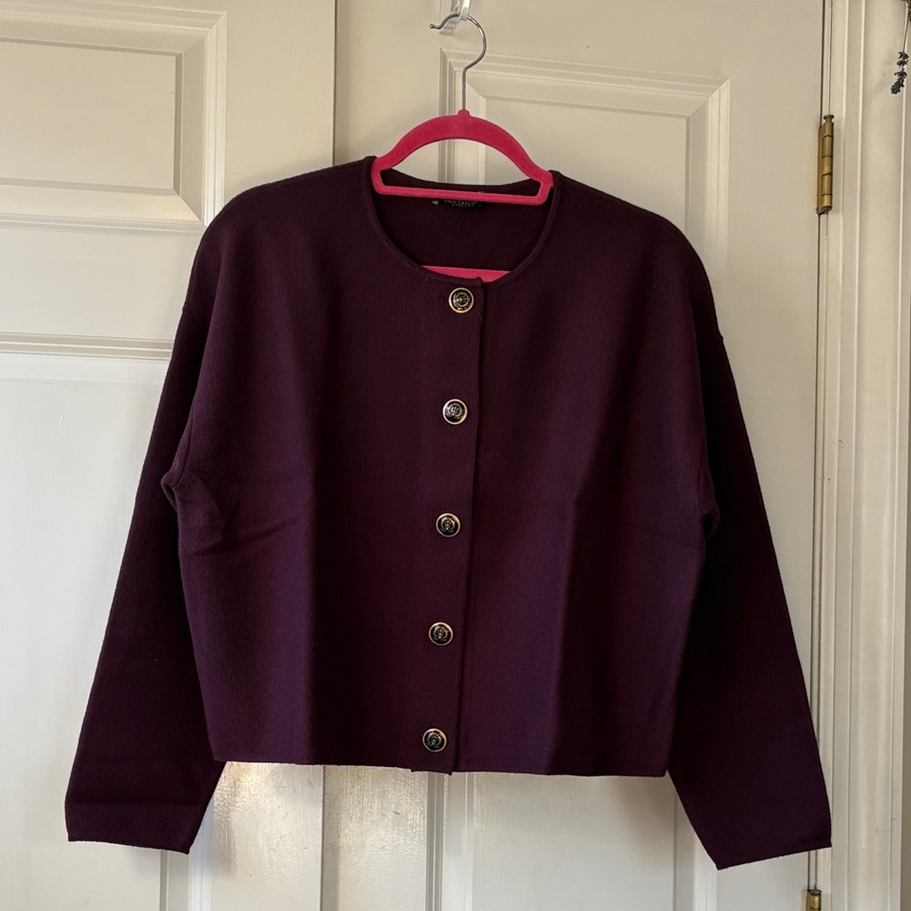 Ann Taylor Plum Sweater Lady Jacket